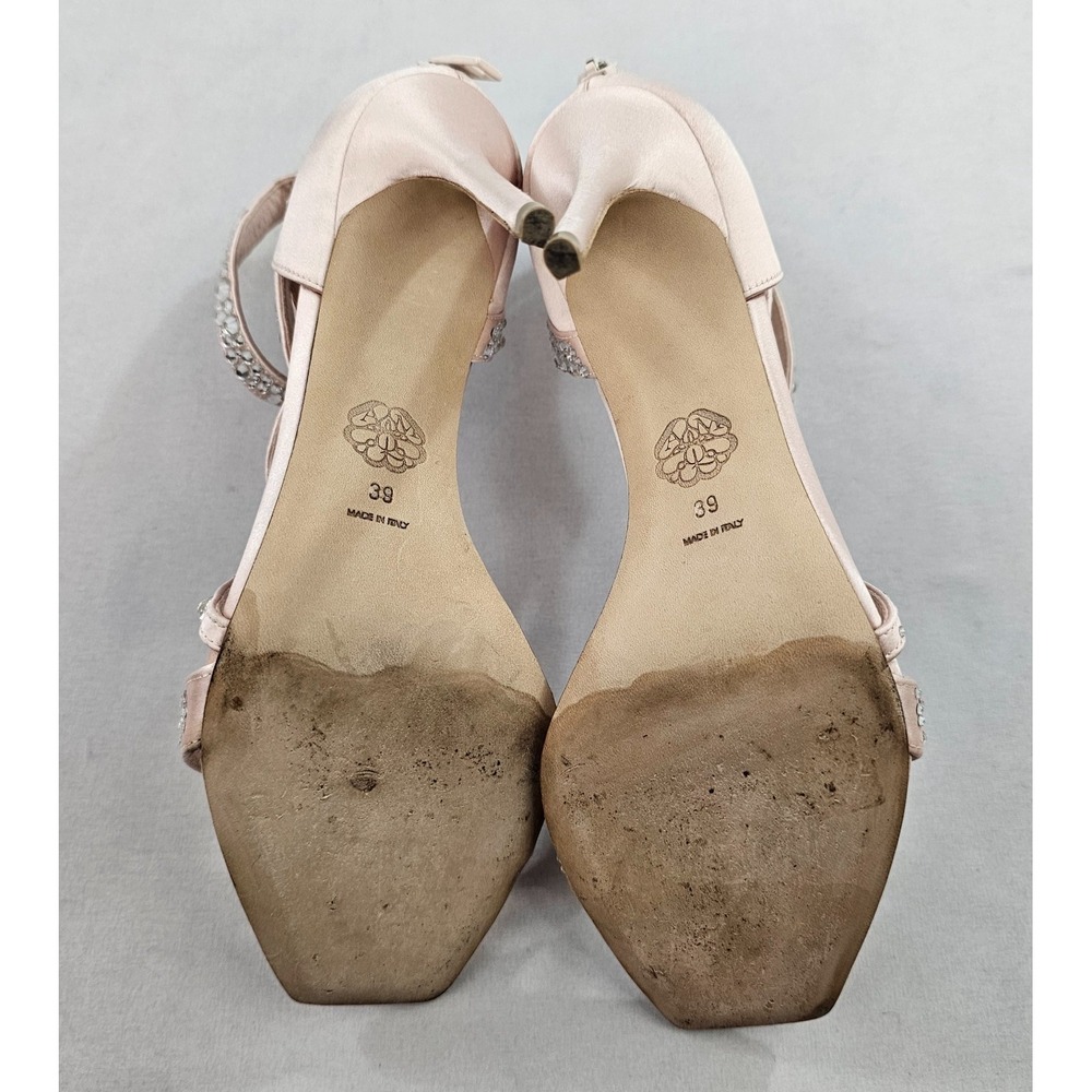 Alexander McQueen Pink Crystal Satin Strappy Heels EU 39 US 8.5 688065 Italy - Picture 11 of 16